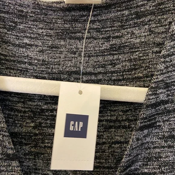 Gap Dress Womens Size XS Marled Black Knit V-neck Waist Tie Wrap Long Sleeve - Picture 4 of 4